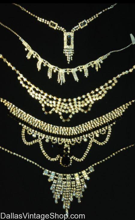 1920s Rhinestone Art Deco Necklaces