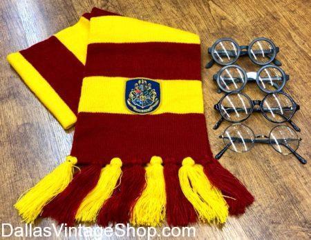 Harry Potter Glasses and Yellow and Red Gryffindor Scarf