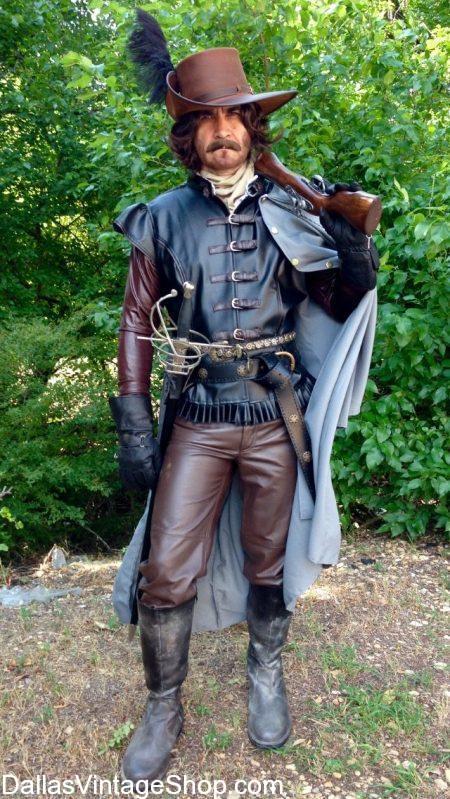 Renaissance Festival Musketeers, like this Athos Ren Fest Musketeer Outfit, shown here is available at Dallas Vintage Shop. Get any Renaissance Period Costumes imaginable here.