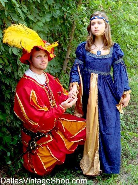 This Image or Romeo & Juliet, shows one example of the Renaissance Couples Costumes we keep in stock at Dallas Vintage Shop.