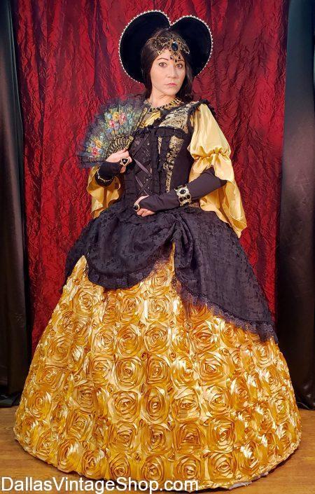 Largest Renaissance Festival Attire Collection in DFW, Renaissance Period Costumes, Renaissance Theatrical Costumes & Wardrobes in stock.