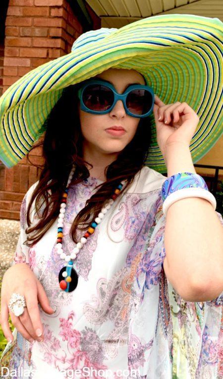 Tropical Ladies Attire at Dallas Vintage Shop is very diverse including Chic Vogue Resort Wear, Chic Vintage Attire, Tropical Print Dresses, Wraps & Shirts and Oversized Floppy Tropical Sun Hats.