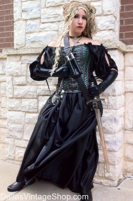 Medieval Fantasy Vampire Slayer, Medieval Corset Dresses, Medieval Corset Costumes, Ladies Medieval Costume Ideas, Ladies Medieval Costumes Dallas