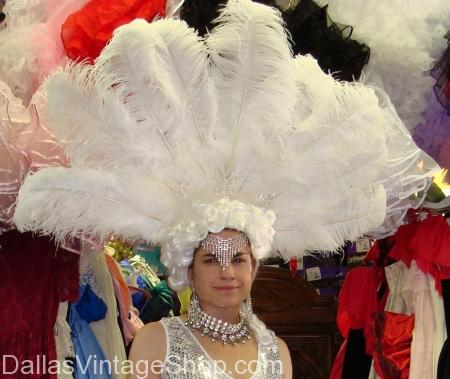 White Feather Showgirl Headpiece, feathered showgirl headpieces, feathered showgirl costumes, feathered showgirl boas, feathered boas and headpieces 