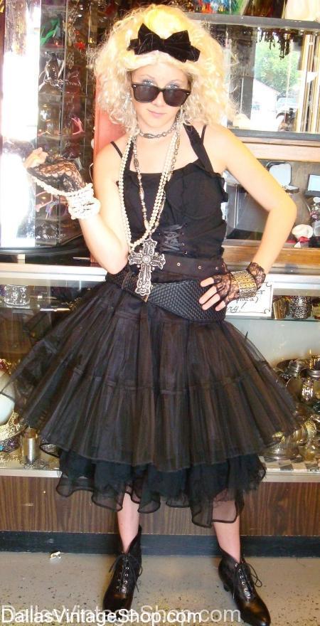 Ladies 80's Pop Star Fancy Dress Up Set for Womens Madonna Super Funky Costume 