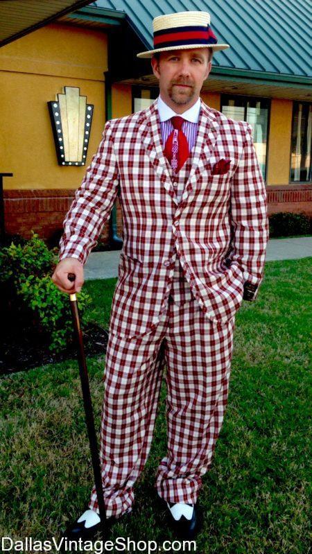 1920 s Jazz Age Gentleman 20 s Checker Board Suit Skimmer Hat