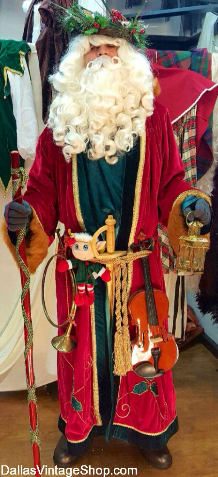 FATHER CHRISTMAS OUTFIT Gorgeous Velvet Robe Head Wreath Wig