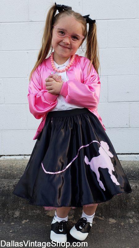 Girls Kids 50s Polyester POODLE SKIRT Swing Rock and Roll Dance Fancy Dress 