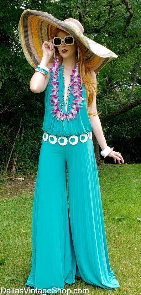 Lavish Luau Costumes, 70's Retro Chic Luau Attire, Vogue Luau Sun Hats