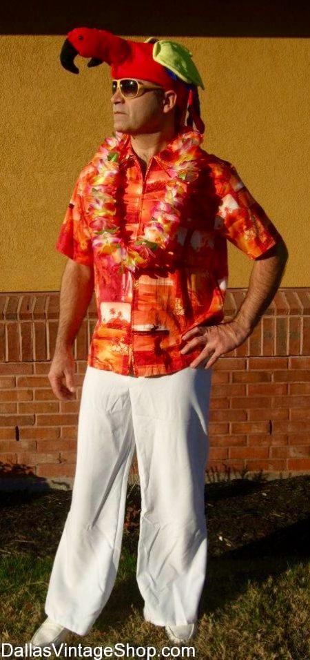 Luau Men s Costumes Handsome Hawaiian Shirts Leis Parrot Hats