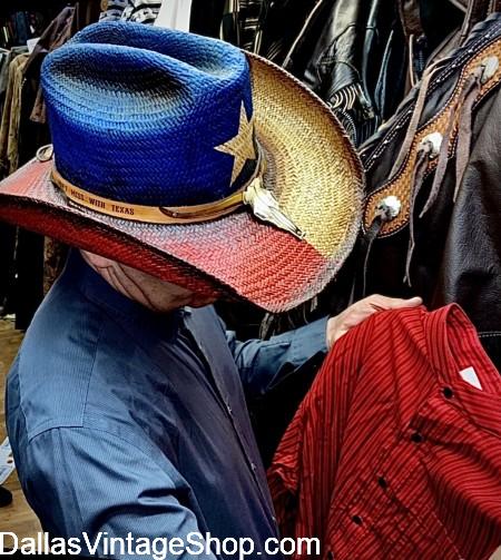 TEXAS COWBOY HAT: Red, White & Blue Texas Flag with Texas Star.