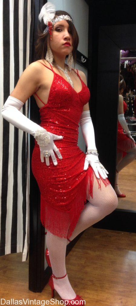 Womens 20s Red Flapper Girl Gangster Moll Gatsby Chicago Fancy Dress Costume