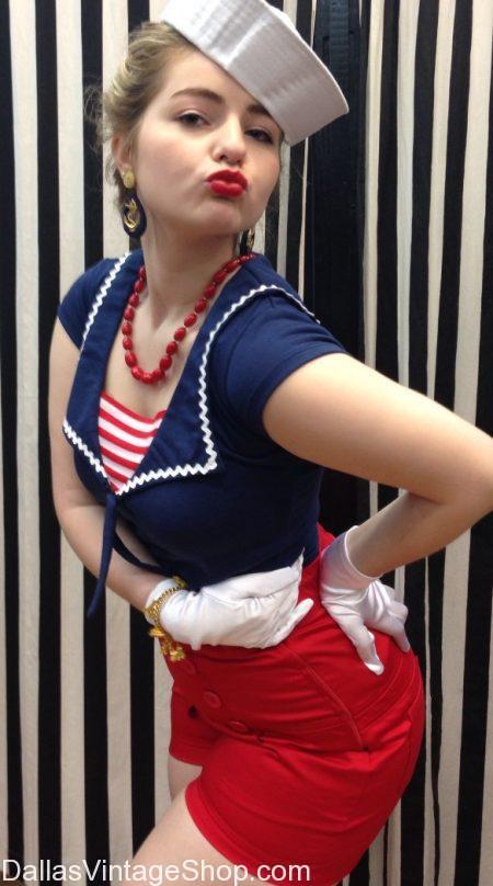 4th of July Sailor Girl Outfit, Patriotic 4th of July Pin Up Attire, 4th of  July Costume Ideas, - Dallas Vintage Clothing & Costume Shop