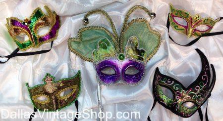 Vintage MASK Mardi Gras Gift 2 SOLID BRASS 4 3/8 Colorfully