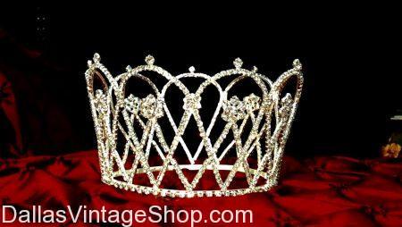 Square-jeweled Women's Crown with Gold/Metal Backing Wire