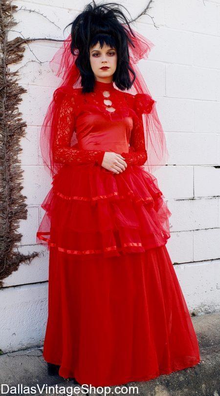 Beetlejuice's Lydia Costume, Lydia from Beetlejuice, Red Dress, Horror Movie, Cut Classic, Red Wedding Dress