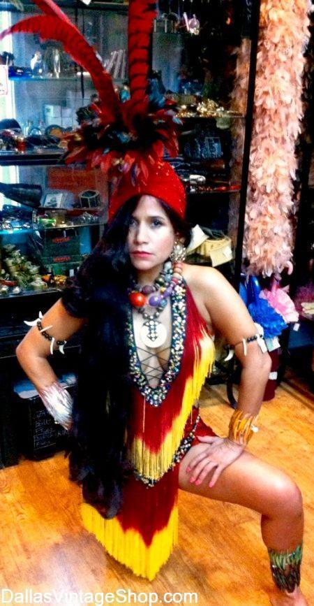 Get Brazil Carnival Costumes, Brazilian Exotic Dancers Attire & Colorful Brazilian International Festival Costumes at Dallas Vintage Shop.