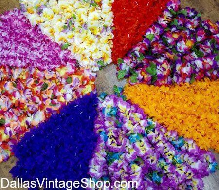 Hawaiian Floral Leis, Hula Dancer Leis, Tropical Luau Leis are at Dallas Vintage Shop.