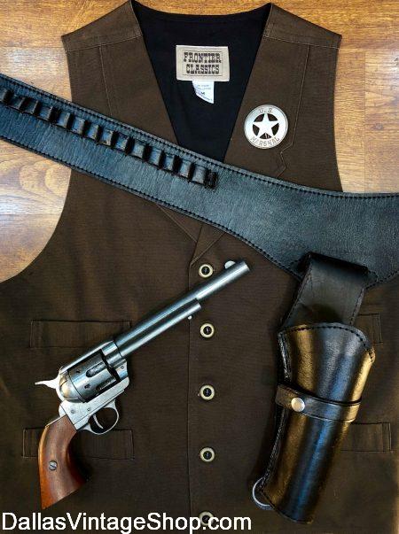 Westworld Cowboy Costumes, Westworld Male Host Characters Outfits, Westworld Cowboy Vests, Hats, Gun Belts and Accessories from Dallas Vintage Shop.