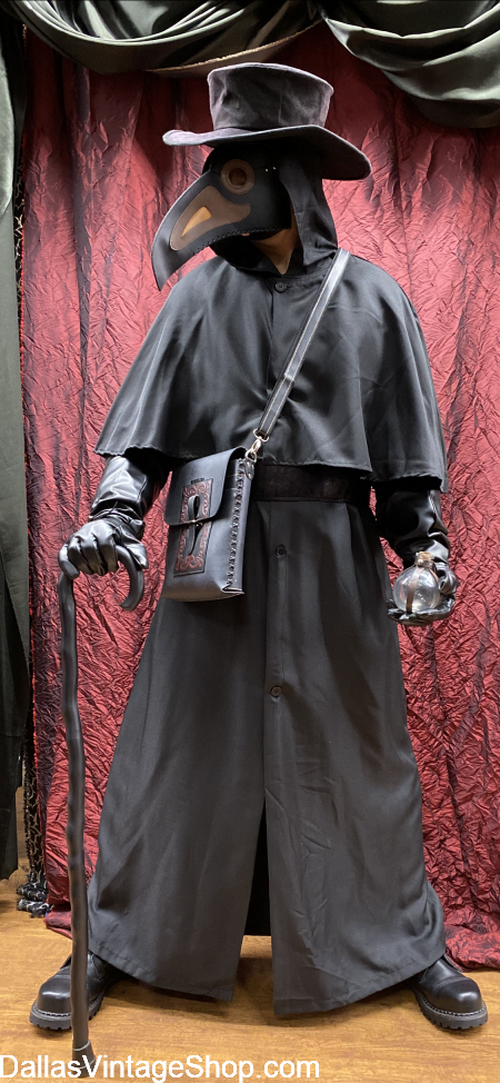 Plague Doctor Cloaks & Robes, Plague Doctor Hats, Plague Doctor Beak Masks come in a variety of styles & prices at Dallas Vintage Shop.