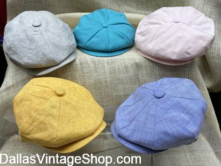 Collection of Kentucky Derby Men's Newsboy Caps, Cabbies, Ivy Caps, Fedoras, Skimmers, Bowlers