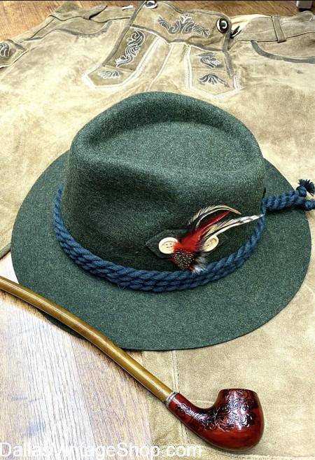 Traditional German Hats & Traditional Men's Hat Decorations, Feathers, Hat Pens, Boars Hair Brushes, Pheasant Feathers, Edelweiss Flowers & Hat Buttons.