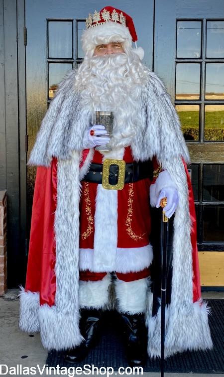 ELABORATE SANTA COSTUMES, Royalty Santa Clause Attire, King Santa Clause Red Robe and Absolute best Santa Costume Ideas anywhere.