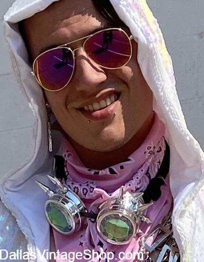 BEST BURNING MAN MEN'S OUTFITS: Desert Worthy Goggles, Bandannas & Sunglasses.