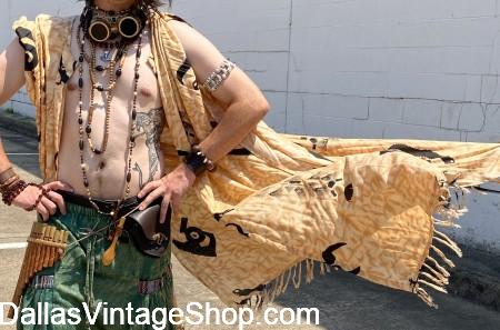 BURNING MAN MEN'S OUTFITS: Swaddling, Desert Hooded Robes; Light, Long & Breezy Over Vests w/Hoods; Hooded Capes, Cloaks & Scarves in Light Colors & Breathable Materials for Hot Desert Days & Cool Nights are available at Dallas Vintage Shop. BURNING MAN MEN'S OUTFITS: Swaddling Desert Hooded Robes & Clothing.