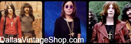 We have OZZY OSBOURNE CROSS NECKLACES: Many Versions of Ozzy with Cross Necklaces at Dallas Vintage Shop.