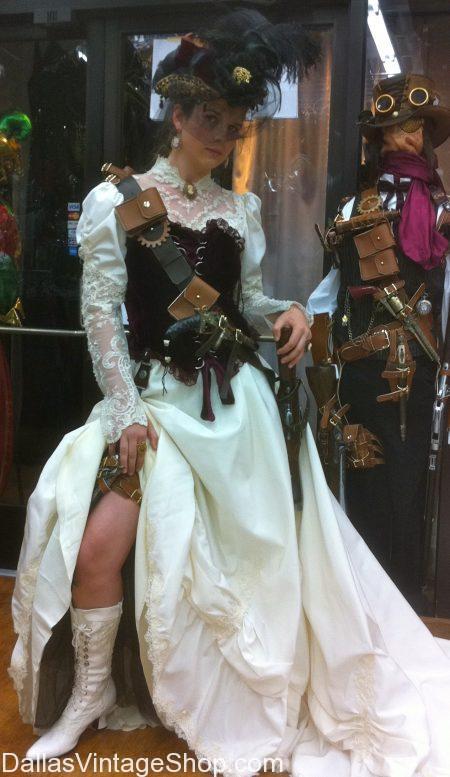 white steampunk wedding dress