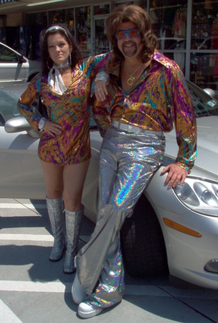 Couples Matching Ladies & Mens Vintage 1970s Disco Dancers Fancy Dress Costumes
