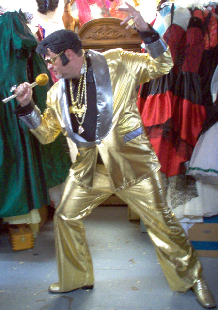 Show biz Elvis in gold suit